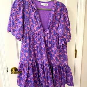 Emerson Fry Purple Floral Tiered Mini Dress